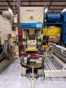 80 Ton, Komatsu #OBS-80VS, 3.94" stroke, 18" Shut Height, 3.2" adjustment, 60-120 VSPM, 1995
