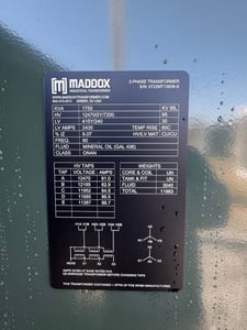 1750 KVA 12470GY/7200 Primary, 415Y/240 Secondary, Maddox, transformer