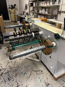 Stanford #142, 24" wide doctor rewinder shear slitting, 1000 FPM, Fife web guide