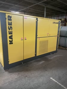 1230 cfm, 110 psig, Kaeser #FS-300, rotary screw air compressor, 300 HP, 1800 RPM, water cooled, 1997
