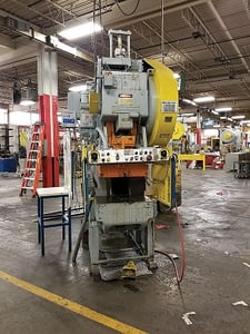 45 Ton, Minster #5 DieMatic, OBI flywheel press, 4" stroke, 15-3/4" Shut Height, 3" adjustable, air clutch