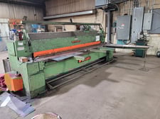 1/4" x 10' Wysong #1025, mechanical shear, 15 HP, full length treadle, power back gauge, squaring arm, front