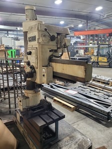 3' -9" Ikeda #RMS-9, #4 taper, 3 HP, power elevation, power quill feed, box table