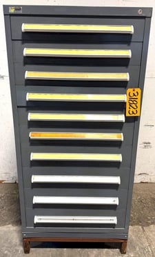 10 Drawer Stanley Vidmar storage cabinet, 30" W x 27-3/4" D x 59" H
