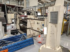 Titan, Atlas #SR6, 70" wide cantilevered duplex slitter rewinder, edge guide, 1997