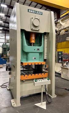 220 Ton, Seyi #SNS1-200, SSSC press 5.9" stroke, 15.7" die height, 49" x 27" bed, 35-80 SPM, 4.3" ram