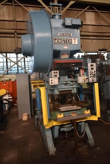 75 Ton, Minster Die-Namic #7, OBI press, air clutch & brake, 4" stroke, 21" Shut Height, #30598