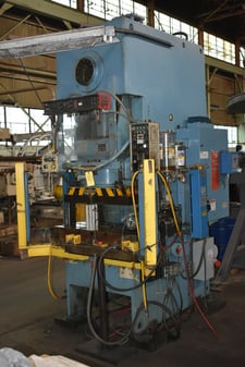 88 Ton, Aida #NC1-80(1), single crank gap frame press, 3.93" stroke, 10 HP, #30602