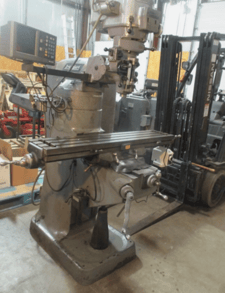 Bridgeport, vertical knee mill, 9" x48" table, 2/3 HP, 36" X, 16" Y, 5" Z, Acu-Rite 2-+Axis, digital read