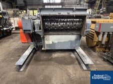 Vecoplan #RG-52/150-SPK-FF, single shaft shredder, 51" width x 15" diameter, 460V., horizontal hydraulic ram