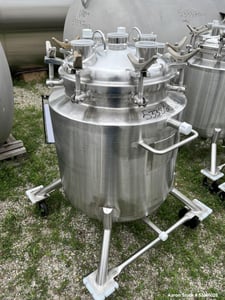 103 liter Precision Stainless, vertical jacketed tank, 20" diameter x 26" straight side, dished head &