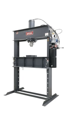 50 Ton, Dake #Force-50DA-AIR, pneumatic shop press, 30 cfm, 90-120 psi, 44" btwn uprights, new