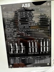 1300/2600 KVA 11550 Primary, 729/410 Secondary, ABB transformer, surplus, 2020