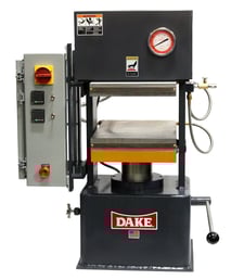 50 Ton, Dake #44-250, lab press with electric platens, 6" stroke, isolated Control panel, new in stock