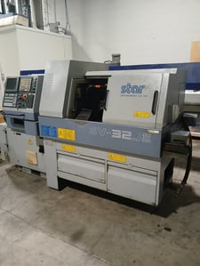 Star #SV-32-J11, CNC Swiss-type automatic lathe, Fanuc 18iT, 10 HP, 7000 RPM, Iemca Boss 542 CNC barfeed