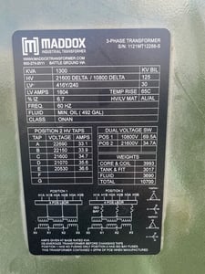 1300 KVA 21600 Delta Primary, 416Y/240 Secondary, 3 phase, Padmount Transformer