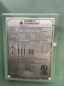 2000 KVA 34500GY/19920 Primary, 415Y/240 Secondary, 3 phase, Padmount Transformer