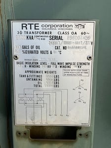 2500 KVA 34500Y/19920 Primary, 480Y/277 Secondary, 3 phase, Padmount Transformer