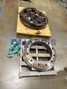 39" Woodworth manual spring / air chucks with 21.25" thru hole, includes adapters, air supply, regulator