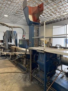 4.5" Davis Standard #45IN45-34, single screw ram stuffing extruder, 400 HP, 34:1 L/D vented water cooled