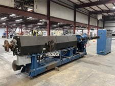 4.5" John Brown / Egan, ram stuffer extruder, 32:1 L/D, 250 HP AC motor, 14:1 gearbox ratio, 1994