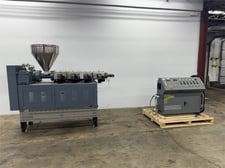 1.77" Kiwex #SJ65/25, pedestal extruder, 25:1 L/D, 56" centerline, Omron E5EC temperature controllers, 2021