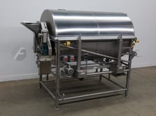 Hughes, 48" x 8, rotary blancher, 304 Stainless Steel contact parts, 48" dia. x 96" long perforated drum