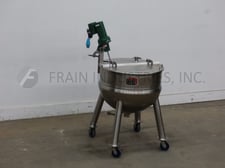 59.43 gallon Lee #225LD, 225 liter, 316 Stainless Steel jacketed kettle, 32" dia. x 24" deep with a 10"