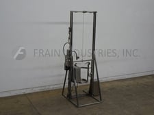 Merrill, drum dumper with 120" high columm, 13" dia. x 24" long barrel holder with dual barrel clamps and 80"