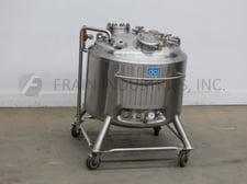 105 gallon DCI, 316L Stainless Steel, insulated & jacketed tank, 36" dia. x 24" side wall