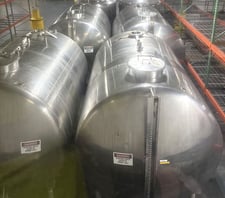 2800 gallon Potter & Rayfield #H, sanitary Stainless Steel horizontal storage tank, 7' diameter x 8' 7" T/T
