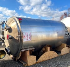3000 gallon A & B Process Systems, Stainless Steel sanitary insulated tank, 7' diameter x 12' T/T, 2011