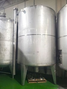 4000 gallon Moeschle, sanitary Stainless Steel tank, 8' diameter x 10' T/T, cone top/bottom, side manway