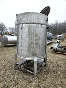 330 gallon Spartanburg Steel Products Inc., Stainless Steel tank, cone bottom & dish top, 43" diameter x 40"