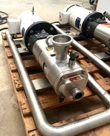 10-20 gpm @ 100 psi, Axiflow #STSC-50-32, Sanitary Twin Screw Pump, 3" x 1.5", 180&deg;F, 5 HP, Stainless Steel