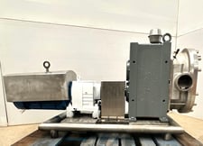 300 psi, Fristam #FKL250, Rotary Lobe Pump, 4" in/out, 600 RPM, 15 HP, 1780 Sew-Eurodrive motor, 5.99:1 ratio