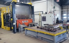 60" width x 60" H x 60" D Pyradia Belfab #BD-606060, gas-fired roller hearth furnace, 1000°F, 230 V.