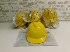MSA, 463944, V-Gard Slotted Hard Hat w/Staz-On Suspension, Yellow, 9 Qty., New