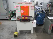 12" Pistorius #MNV-22-1/2, 12" double miter saw, with remote foot pedal, pneumatic clamping, variable feed