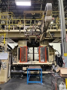 Kautex #KB-250/64, Blow Molding Machine, 50 Lb. single head accumulator, 71" x 59" platen, 2 x 4" extruders