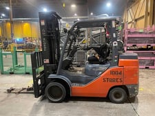 10000 lb. Toyota #8FGU45U, LPG forklift, 3-stage mast, side shift, low hours, 2017