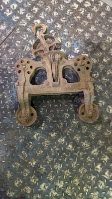 Leader Farm Barn Hay Trolley, Pulley, Cast Iron, Vintage, Antique