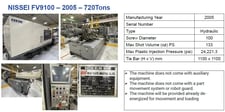 720 Ton, 135 oz., Nisssei #FV9100, horizontal plastic injection molder, 43.3" x 43.3" tie bar spacing, 75.2"