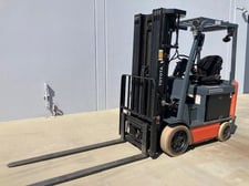 6500 lb. Toyota #8FBCU25, electric battery forklift, 24" load center, 4-wheel electric rider