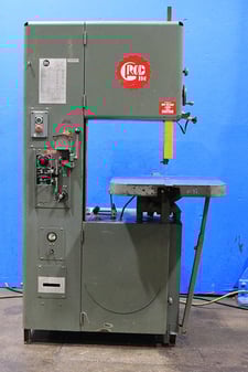 18" x 12" Grob #4V-18, vertical band saw, 1" x 150" blade, variable speed, air hydraulic power feed table