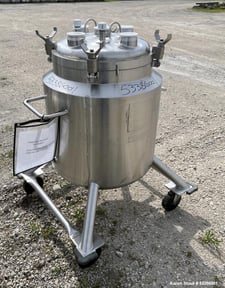 27.2 gallon DCI, 316L Stainless Steel jacketed tank, Vertical, approx 20" diameter x 26" straight side