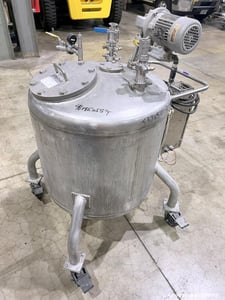75 gallon Amherst, Agitated Stainless Steel Pressure Tank, Vertical, Approximate 30" diameter x 22" straight