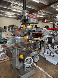 Webb #Champ-4VH, vertical mill, 10" x50"table, 3 HP, 36" X, 16" Y, 16" Z,Mitutoyo 2-Axis digital read out