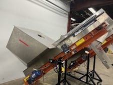 11" wide x 7' long, EMI Plastics #RMSC-12-8-4D, Inclined Conveyor, Cleated, 36" x 44" Bin, 1/3 HP