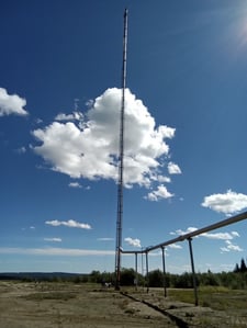 12.8" x 228' BS &B, guyed flare stack, 1970